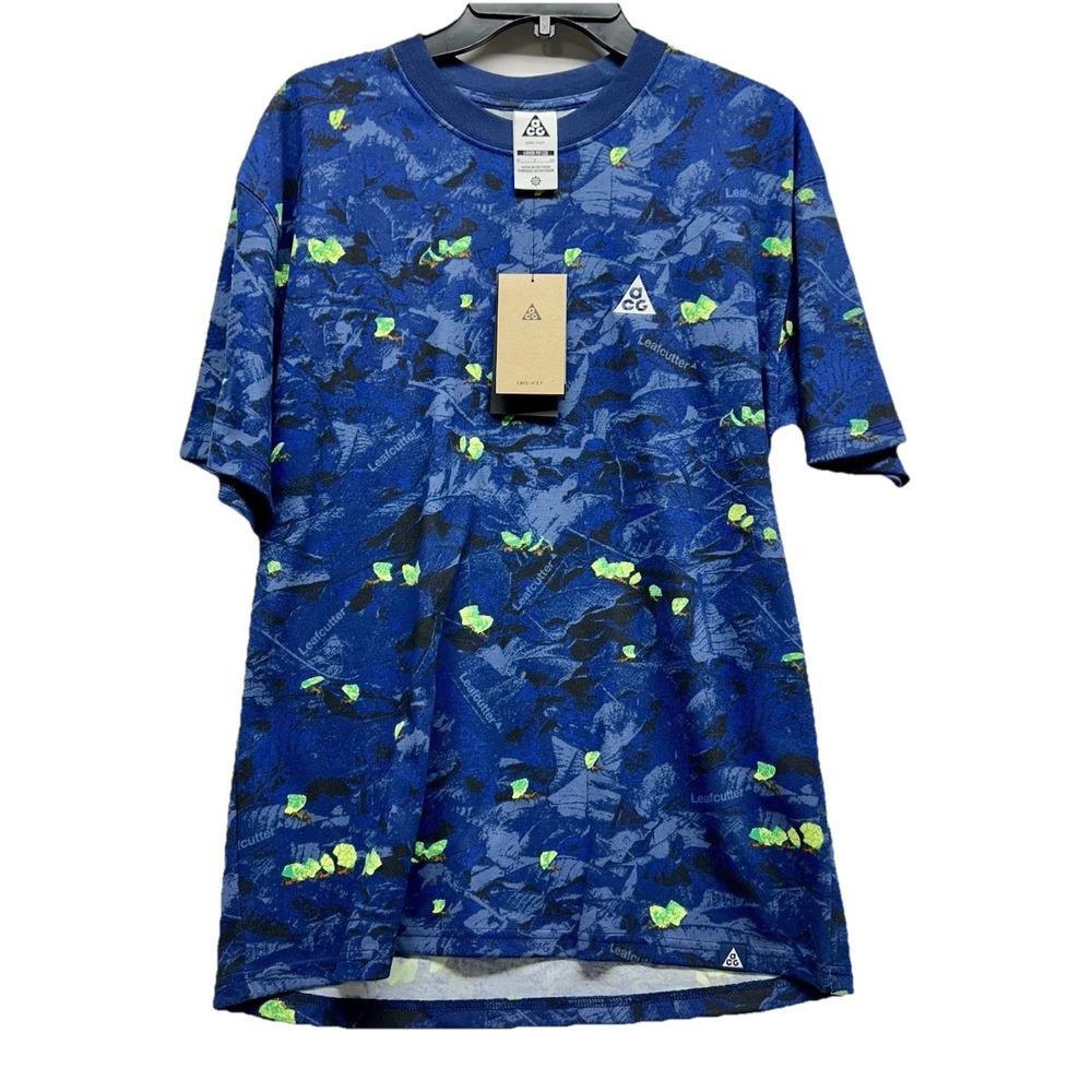 Nike ACG Dri Fit Shirt Men's Small Midnight Navy Leafcutter HJ0794-410 (H3)